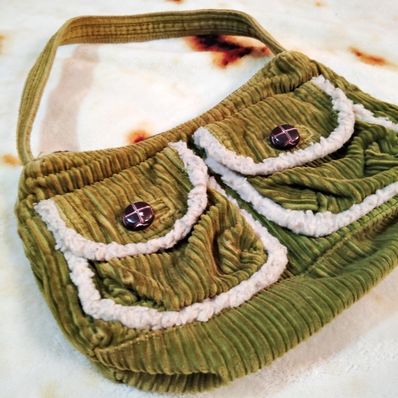 Vintage Y2K American Eagle Whimsygoth Boho Corduroy Mini Shoulder Bag - Picture 2 of 9
